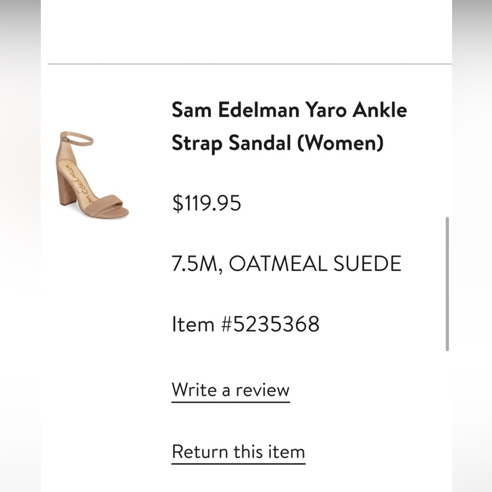 Sam Edelman Yaro Open Toe Heeled Suede Sandal in Oatmeal size 7.5